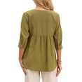 thumbnail image 3 of INSPIRE CHIC Women's High Low Tops 3/4 Sleeve Crewneck Asymmetrical Casual Loose Shirt Dressy Summer Tunic Blouse S Olive Green, 3 of 5