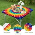 thumbnail image 4 of Colorful Rainbow Tie Dye Spiral Pattern Square Fitted Tablecloth with Elastic Edge,Square Table Cover,Washable Elastic Table Cover for Home Kitchen Party Decor 36"x36", 4 of 6