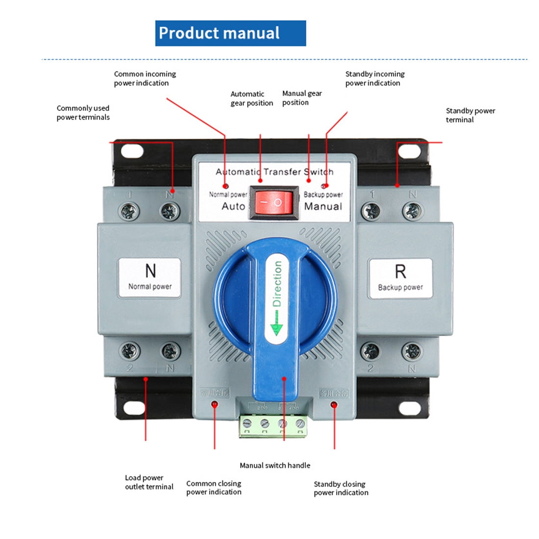 2P 63A 230V MCB Type Dual Power Automatic Transfer Switch ATS Rated Voltage 230V Rated Frequency 50/60Hz,1 x Automatic Transfer Switch,as shown