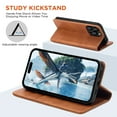 thumbnail image 2 of Allytechgroup Wallet Case for iPhone 13 Pro, Built-in Credit Card Slot RFID Blocking PU Leather Flip Stand Magnetic Closure Case Military Grade Drop Protection for iPhone 13 Pro, Brown, 2 of 7