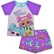 LOL Surprise 2 Pack Short Sleeves Tee and Shorts Set for Girls, Kids Outfit Bundle
