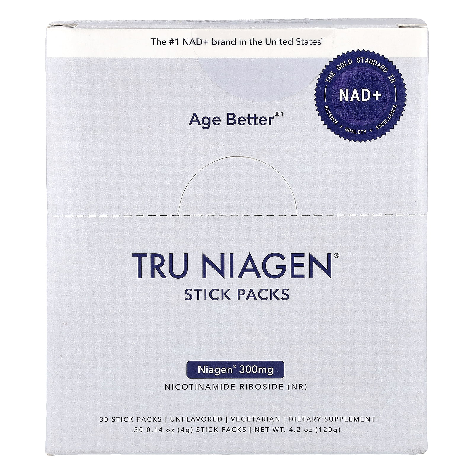 Tru Niagen Increases NAD+, Nicotinamide Riboside, Unflavored, 30 Packets, 0.14 oz (4 g) Each
