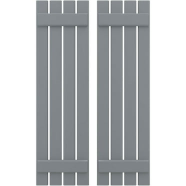 Ekena Millwork 15 1/2"W x 81"H Americraft Four Board (2 Batten) Exterior Real Wood Spaced Board-n-Batten Shutters (Per Pair), Ocean Swell