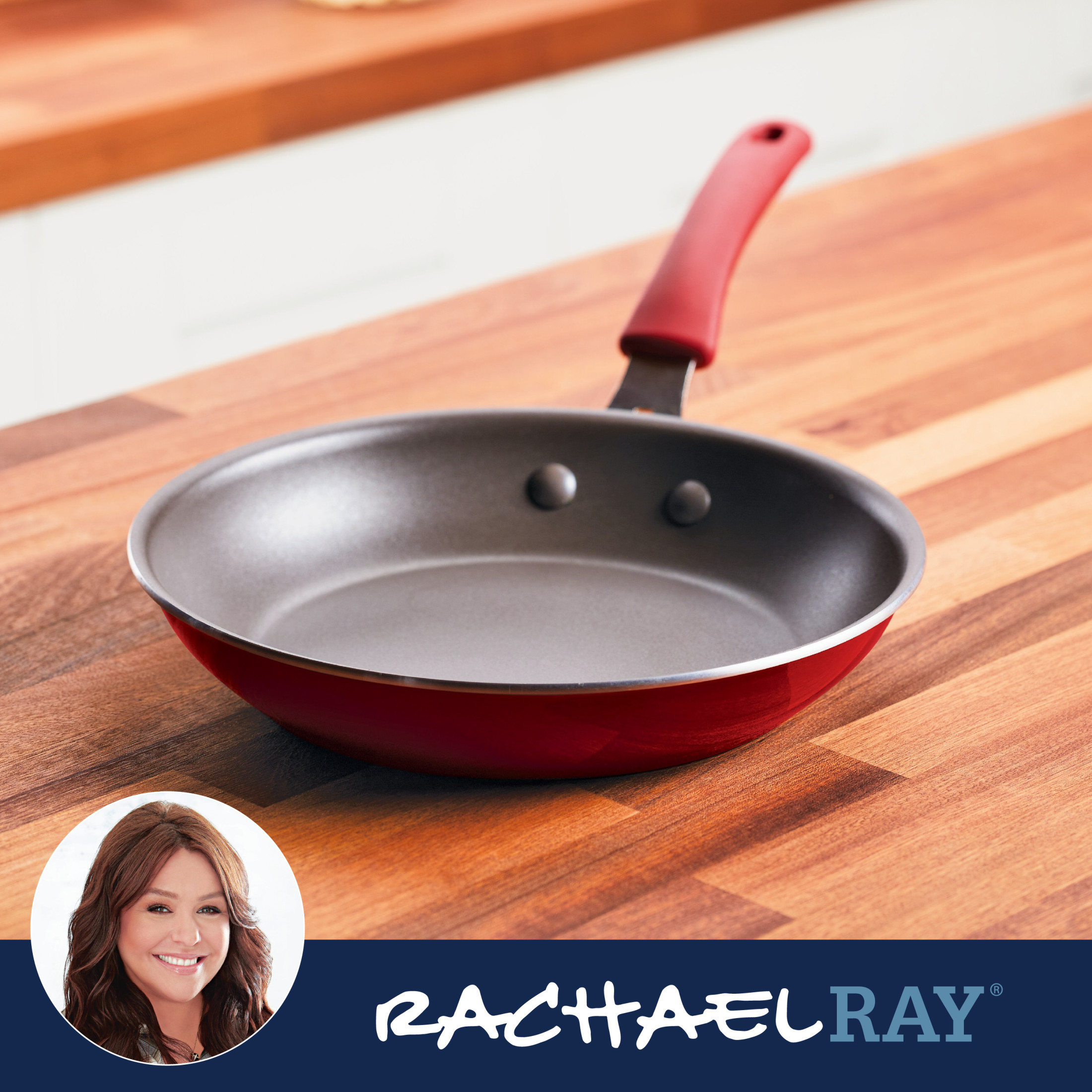 Rachael Ray Cook + Create Aluminum Nonstick Frying Pan, 10 inch, Red
