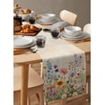 thumbnail image 3 of Vintage Spring Floral Burlap Cotton Table Runner 18x72 Inches Long, Summer Botanical Watercolor Flowers Farmhouse Table Runners, Outdoor Dining Tablecloths Decor for Baby Shower/Party/Wedding, 3 of 6