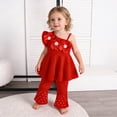 thumbnail image 4 of Amidoa Girls Summer 2 Piece Outfits Cute Sleeveless Tops Tops and Casual Pants Kids Clothing Set Red Size Red Size 12, 4 of 9