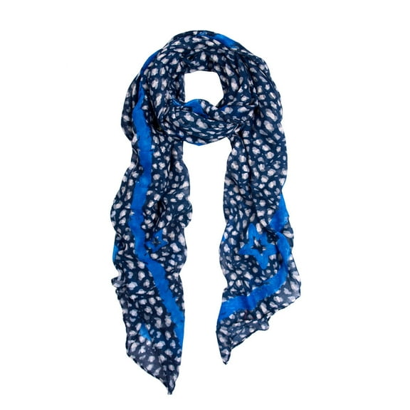Elegant Spot Leopard Animal Print Scarf with Brushed Border