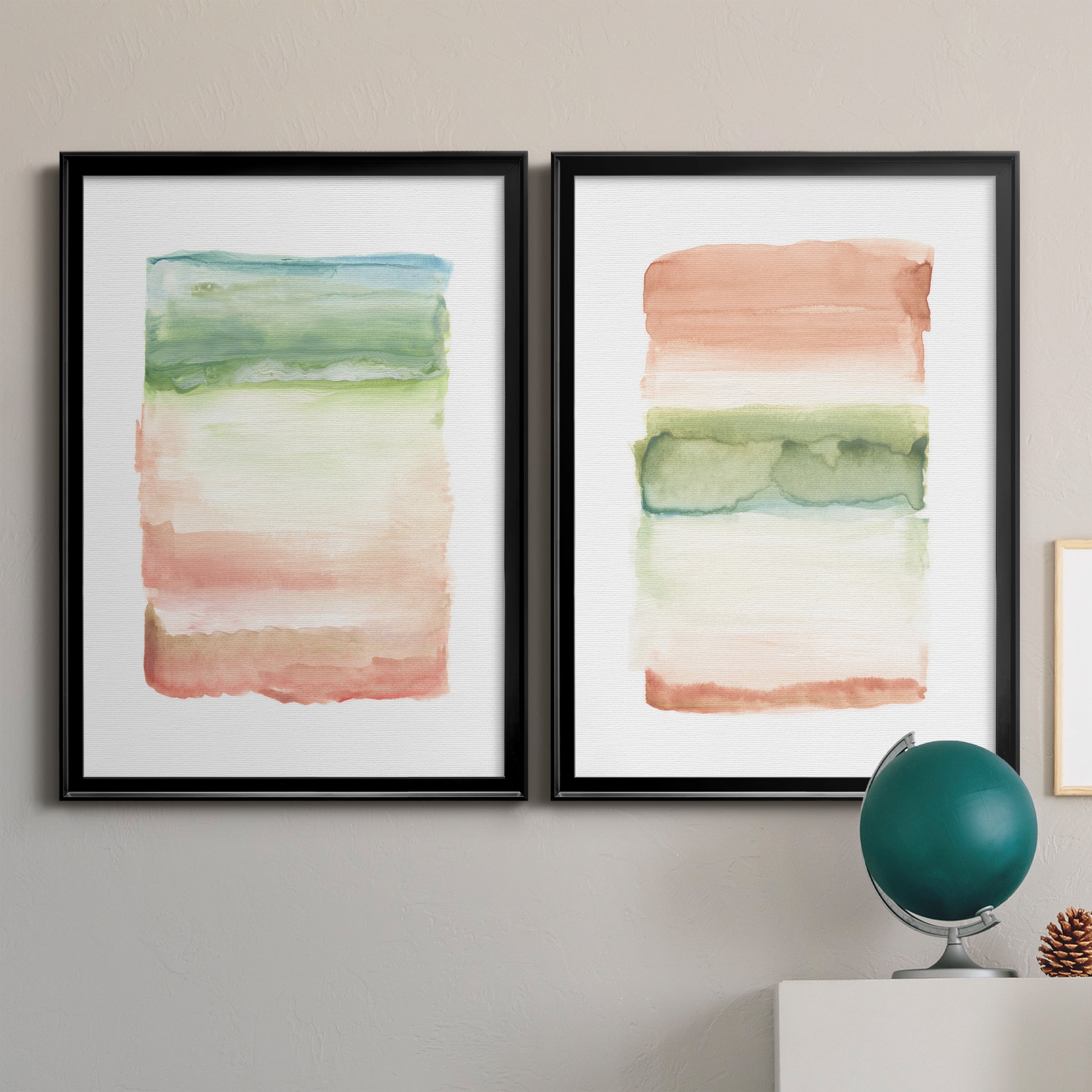 2 Piece Set Skye I Premium Framed Canvas - Ready to Hang - 26.5 x 36.5 Each - Black Frame