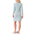 thumbnail image 3 of INSPIRAR CHIC Ropa de dormir para mujeres, vestido de noche de algodón a rayas con mangas 3/4, cuello redondo, midi, color contrastante, suave, talla XL, verde, 3 of 6