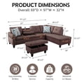 thumbnail image 2 of Aukfa 3 Piece Sectional Sofa, Living Room Couch with Storage Ottoman&Cup Holder, Linen, Right Hand, Brown, 2 of 7
