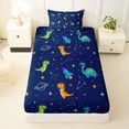 thumbnail image 3 of Erosebridal Cartoon Rocket Twin Sheet Sets,Kawaii Dinosaur Dino Bedding For Boys 3pcs, 3 of 6