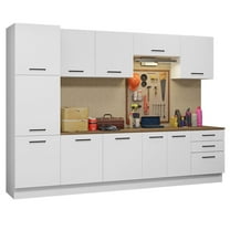 Madesa Garage Storage Cabinet Set with 11 Doors and 3 Drawers Modular Unit - White