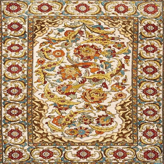 Ahgly Company Machine Washable Indoor Square Traditional Mahogany Brown Area Rugs, 5' Square