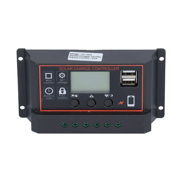 Régulateur de Contrôle de Charge, Écran LCD Interrupteur de Mode USB Double Contrôleur Intelligent pour Système d'Alimentation 10A,20A,30A