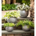 thumbnail image 2 of Embossed Silvertone Metal Planters, Set of 4 - Sizes 15.75  dia. x 13 H, 14  dia. x 10.5 H, 11.25  dia. x 8 H, 9.75  dia. x 7 H, 2 of 8