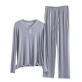 thumbnail image 2 of uublik Gym Outfits for Women Long Sleeve Pullover Tops and Wide Leg Pants Lounge Set Gray, XXXL, 2 of 3