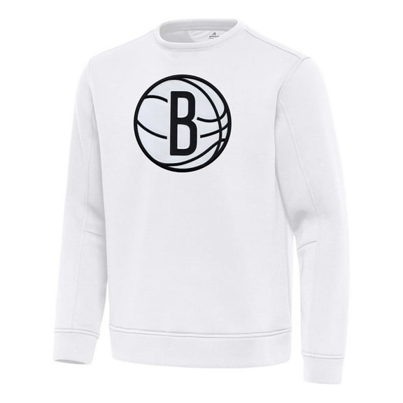 Men's Antigua  White Brooklyn Nets Relevant Pullover Sweatshirt