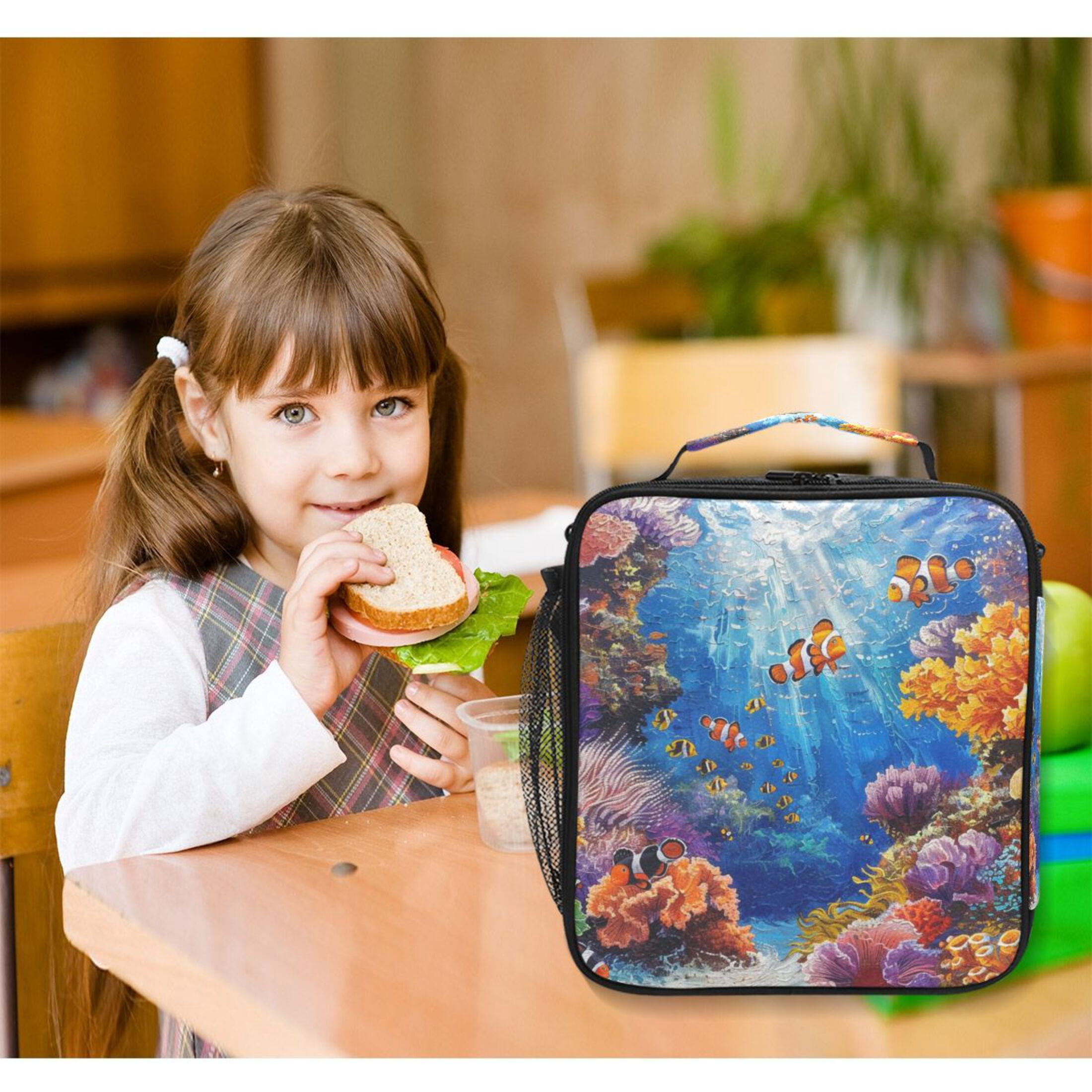 ALAZA Clownfish Corals in Ocean Lunch Box Insulated Lunch Bag Reusable Thermal Cooler Tote School Picnic