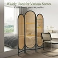 thumbnail image 2 of Room Divider Panel, 3 Panel Roomdivider Wall, Wood Room Dividers and Folding Privacy Screens, Rattan Partition Room Dividers, Privacy Dividers for Rooms, Bedroom, Dining Room, Black, 2 of 9