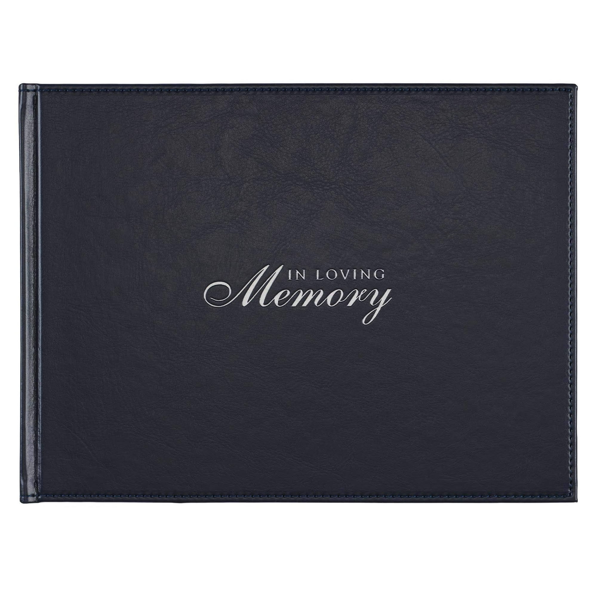Navy Leather Memorial Guest Book Condolence Sign-in Book for
