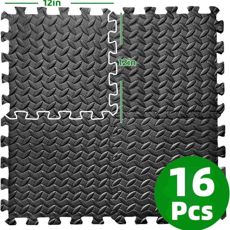 Fitness Interlocking Foam Mats (16-Pack) - Yoga Mats 30x30cm EVA Non-Slip Flooring Suitable for Home Gyms and Yoga Rooms
