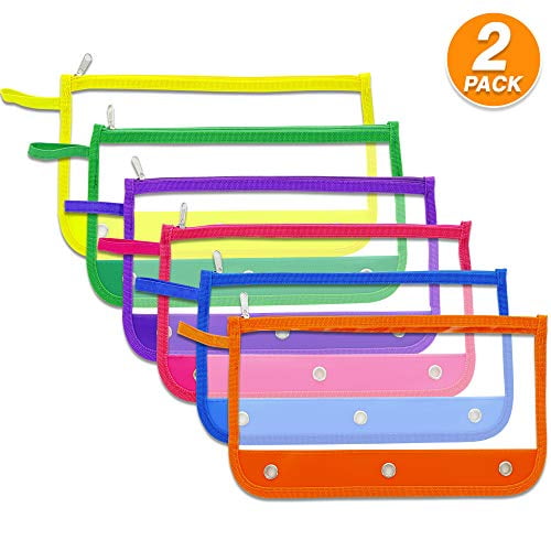 Emraw Clear 3Ring Binder Pencil Pouch with Zipper Pulls (Pack of 2