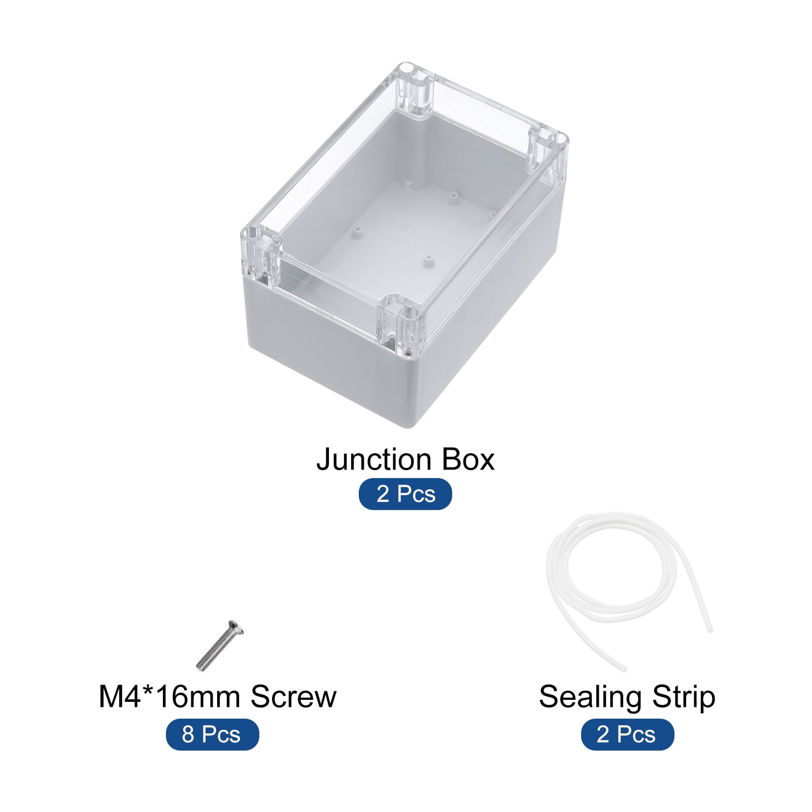 Uxcell 6.3" x 4.33" x 3.54" Junction Box DIY Wiring Box Enclosure Project Case ABS for DIY Projects Grey, 2 Pack