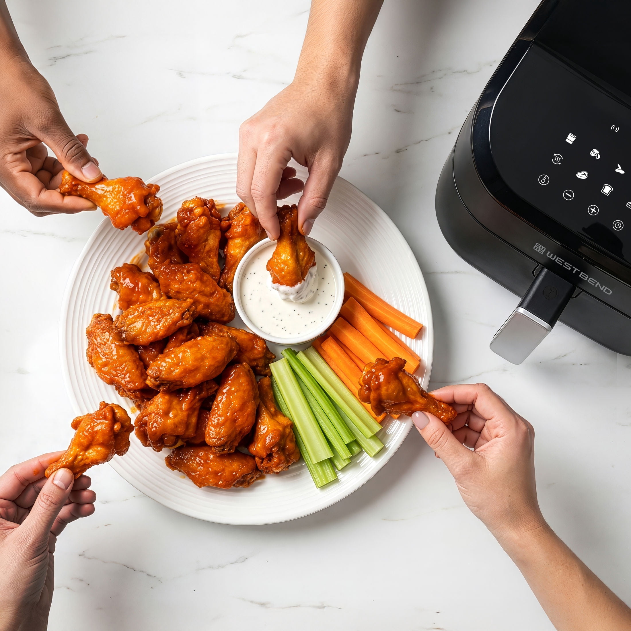 West Bend® Cooking 4.5 Quart Digital Air Fryer with One-Touch Presets, in Black/Silver (AFWB45DBK13)