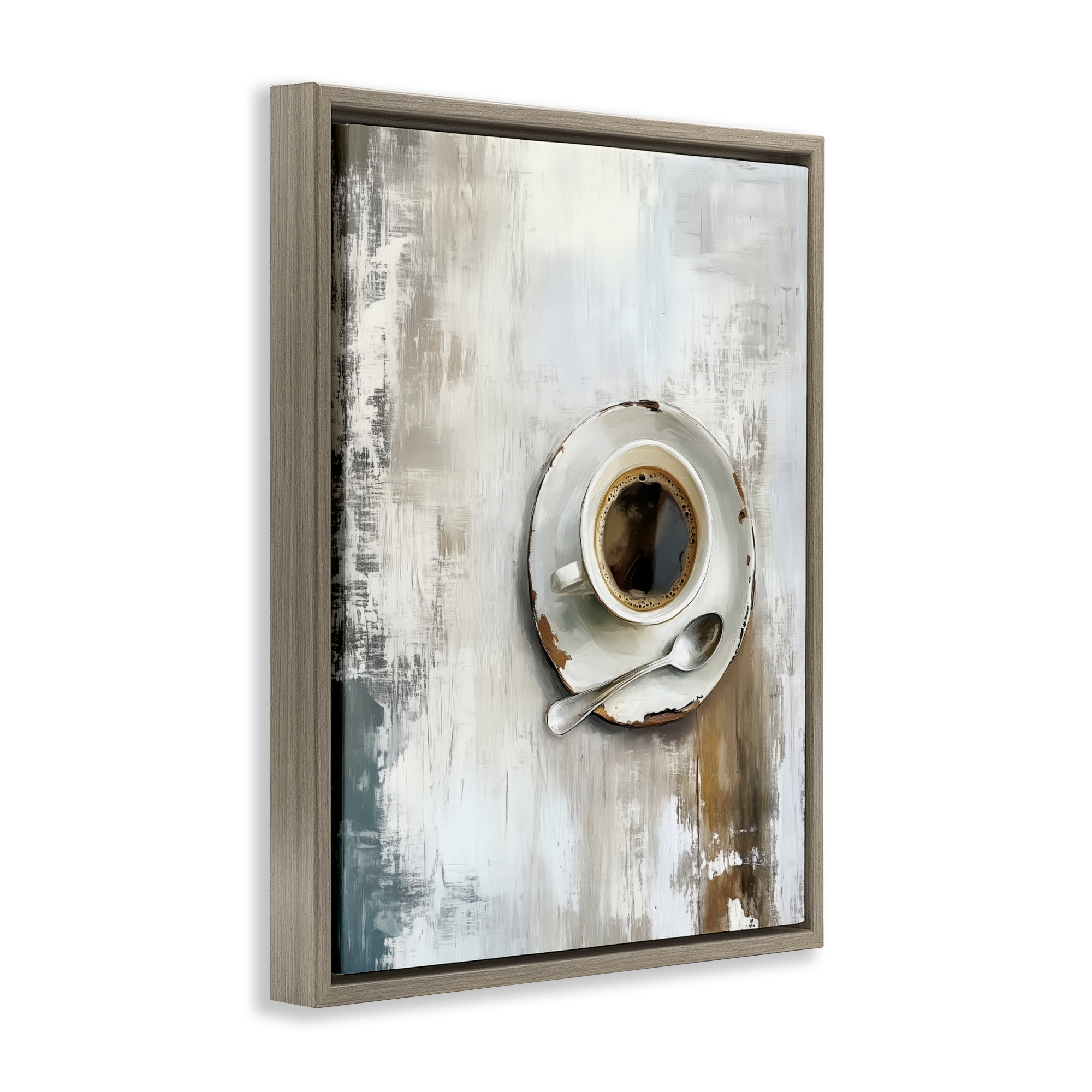 Stupell Industries Neutral & Rustic Cup of Coffee Brown Framed Floater Canvas Wall Art, design by LSR Design Studio