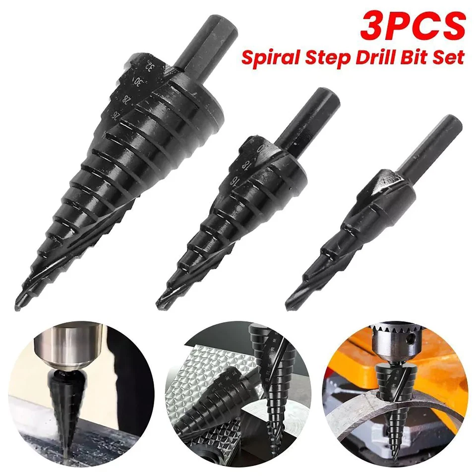 PRIME - 6/8/10Mm Shank Hss Step Drill Bit Set Large Cone Titanium Bit Metal Hole Cutter