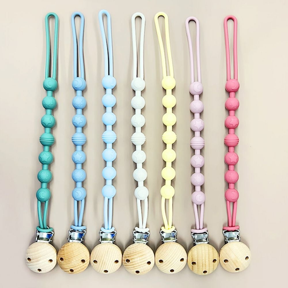 2pcs baby integrated pacifier chain light blue-Color:white