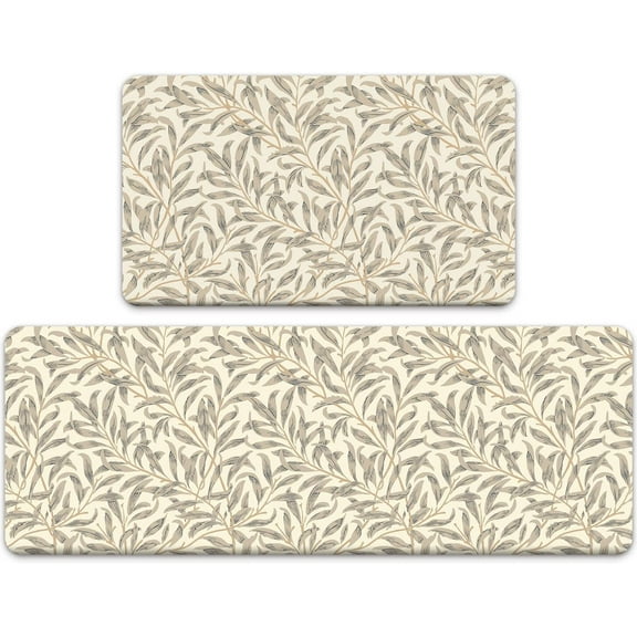 Anti Fatigue Kitchen Mat Set of 2 Pieces,Farmhouse Kitchen Rugs and Mats,Waterproof Non Slip Memory Foam Cushioned Comfort Kitchen Floor Mat,Padded Kitchen Mats for Standing (17‘‘x30‘‘ 17‘‘x47‘‘)