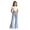 Blue, variant on Shadoumai Girls School Uniform Pants Dress Bottoms Size 6-15 Years | Elastic High Waisted, with Pockets, Wide Leg, Decorative Button, Front Seam, Cute Fall Winter Clothes,5-6 Years
