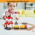 Wooden Train Set 70pcs with Construction Train Tracks and Color Box for