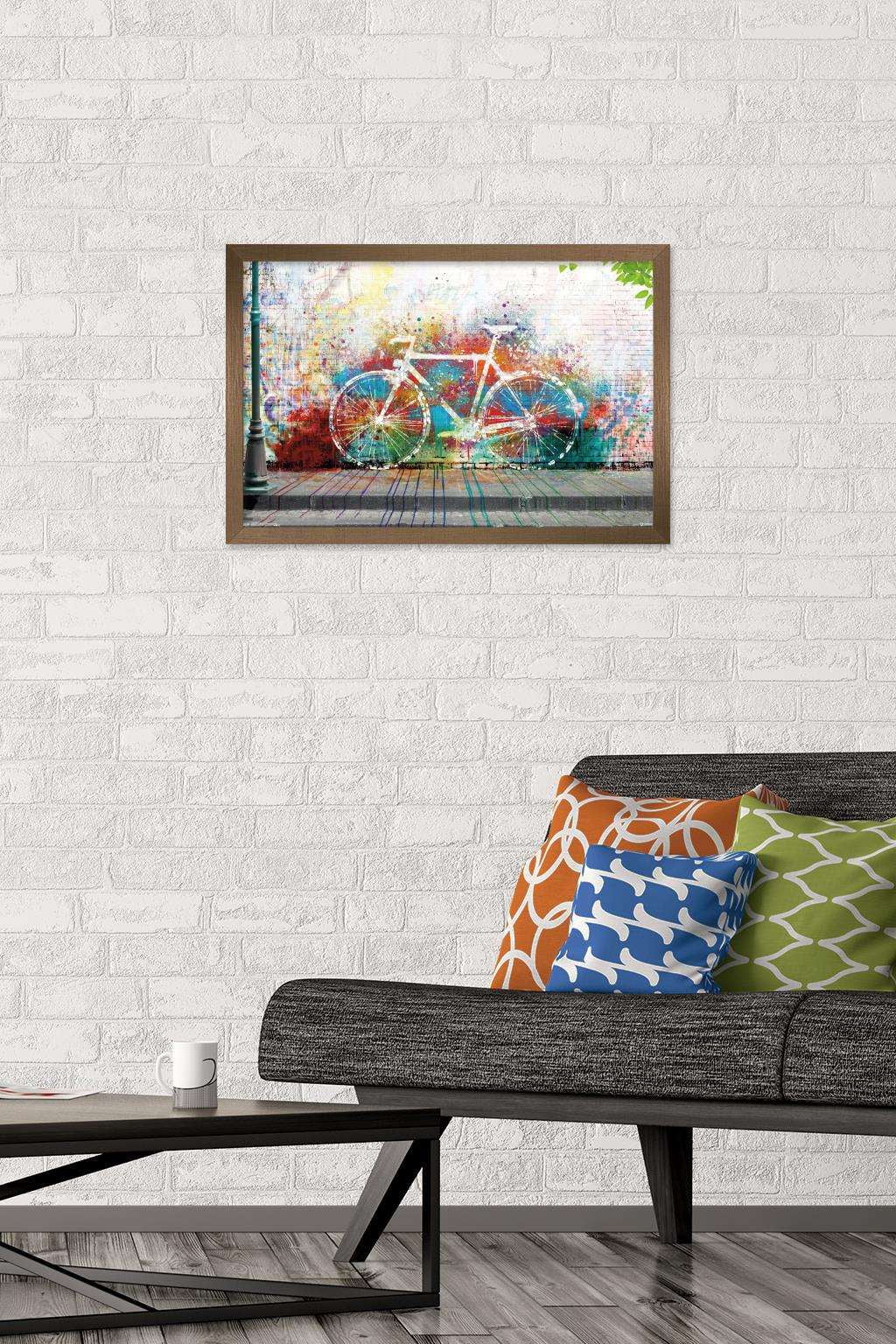 Ghost Bike Wall Poster, 14.725" x 22.375", Framed