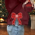 thumbnail image 2 of Wang6 Womens Whtie Graphic Sweatshirts Trendy Crew Neck Long Sleeve"Merry Christmas"Pullovers Casual Side Slit Hem Bow Tshirts Tops Y_Wine S, 2 of 6