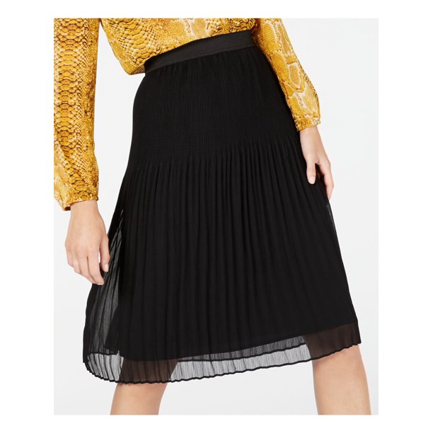 INC INC Womens Black Midi Pleated Skirt Size XL