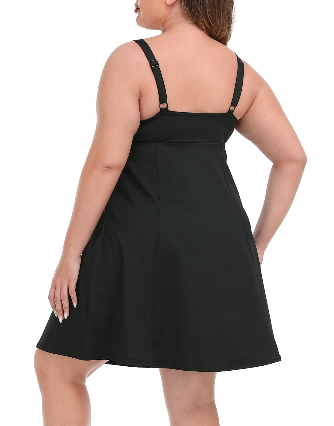 HDE Womens Plus Size Tennis Athletic Workout Dress with Built-in Shorts & Bra Black - 28
