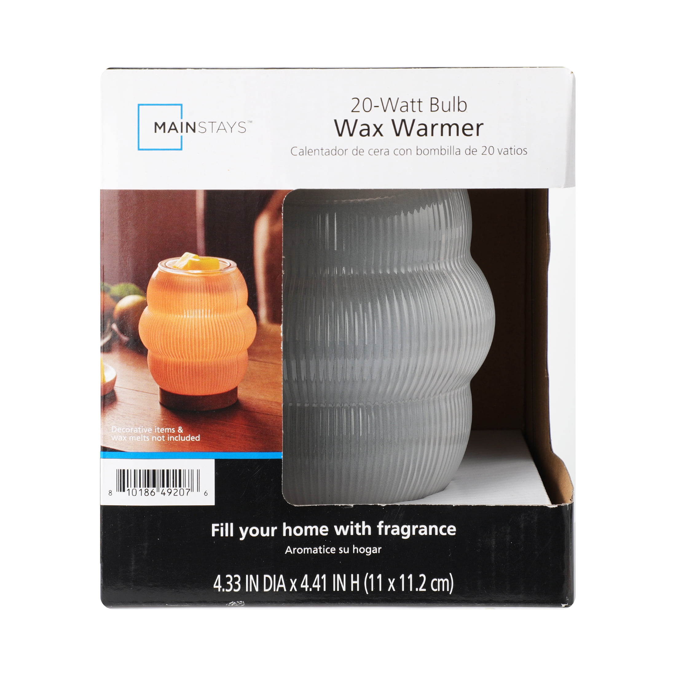 Mainstays Sculpted Glass Ribbed Fragrance Wax Melt Warmer, Soft Silver