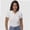 White, variant on Women's Short Sleeve V Neck T Shirts Summer Knit Slim Fitted Basic Solid Color Tee Tops