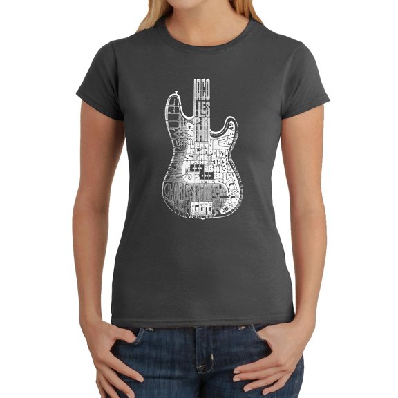 Women's Word Art T-Shirt - Bass Guitar