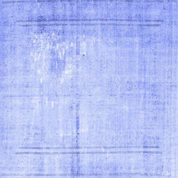 Ahgly Company Machine Washable Indoor Square Persian Blue Traditional Area Rugs, 7' Square