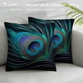 thumbnail image 3 of COMIO Boho Chic Peacock Feather Modern Throw Pillow Covers Rustic Square Decorative Cushion Cover Pillowcase for Sofa Couch Living Room Farmhouse Home Decorations White, 3 of 5