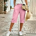 thumbnail image 4 of cfhntfmh Capri Pants for Women Straight Leg Casual Pants High Elastic Waist Summer Travel Pants with Pockets, 4 of 5
