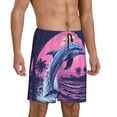 thumbnail image 6 of Mens Pajama Shorts, Hawaiian Beach Dolphin Sleep Shorts Men Pajama Bottoms Lounge PJ Shorts with Pockets, 6 of 6