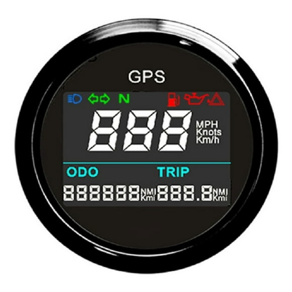 52mm Car Boat Digital GPS Speedometer Tripmeter KM MPH Knots Odometer Adjustable GPS Blind Area Odometer Compensation 12/24V ,Universal Compatibility