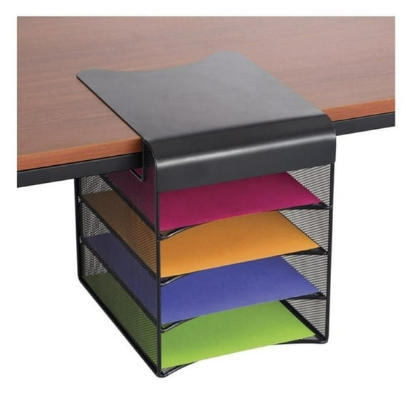Scranton & Co Solid Top Horizontal Hanging Desk Organizer in Black