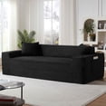 thumbnail image 2 of FFH 80.7" Corduroy Sofa, 3 Seater Boneless Cloud Couch for Small Living Rooms, Apartments and Offices, Black, 2 of 6