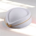 thumbnail image 2 of Stewardess Hat Airline Uniform Plane Stewardess Cap Imitation Wool Cosplay Stage Perform Women Ladies Cap by Awwp White One Size, 2 of 5