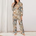 thumbnail image 2 of JUNZAN Floral Paisley Print Womens Pajama Sets,Long Sleeve Button Down for Women Pjs 2 piece, 2 of 7